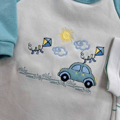 Conj. de Malha 3 peças - Carrinho e Pipas - Gelo e Verde Menta